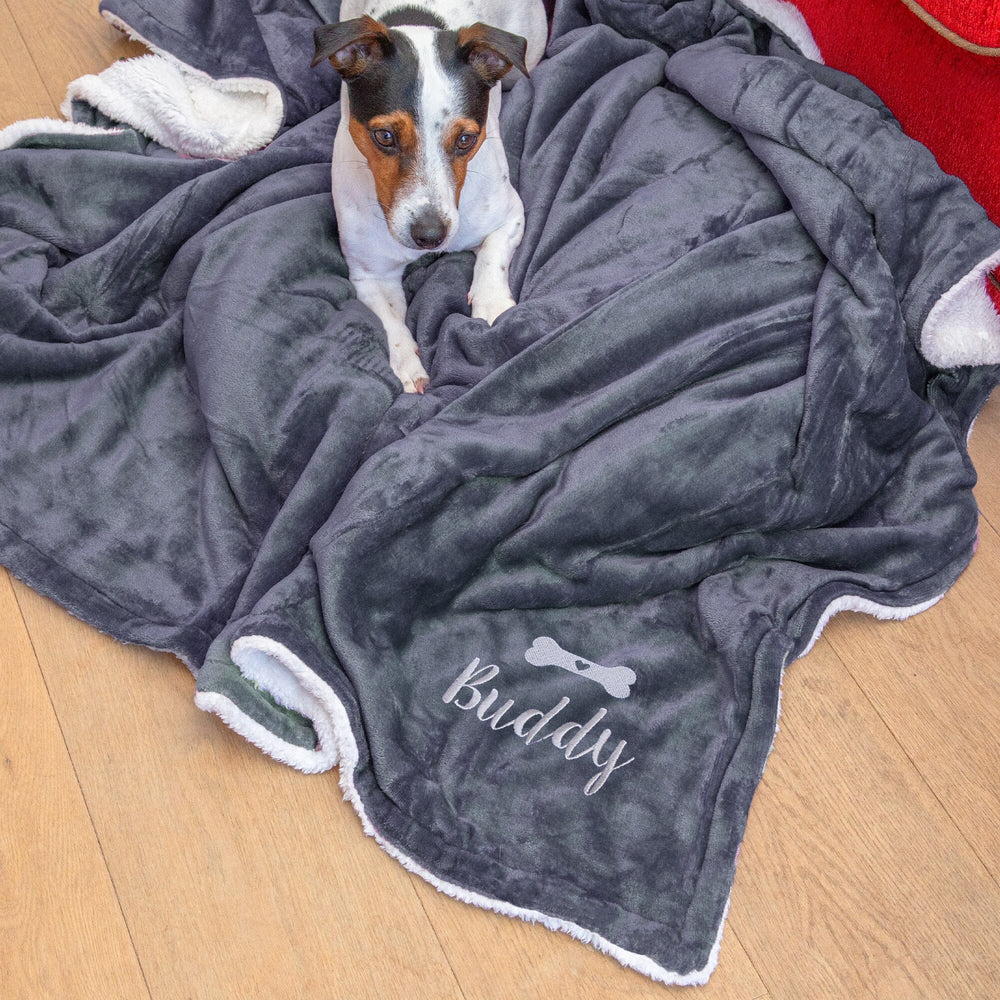 Personalised Sherpa Dog Throw with Pet Logo