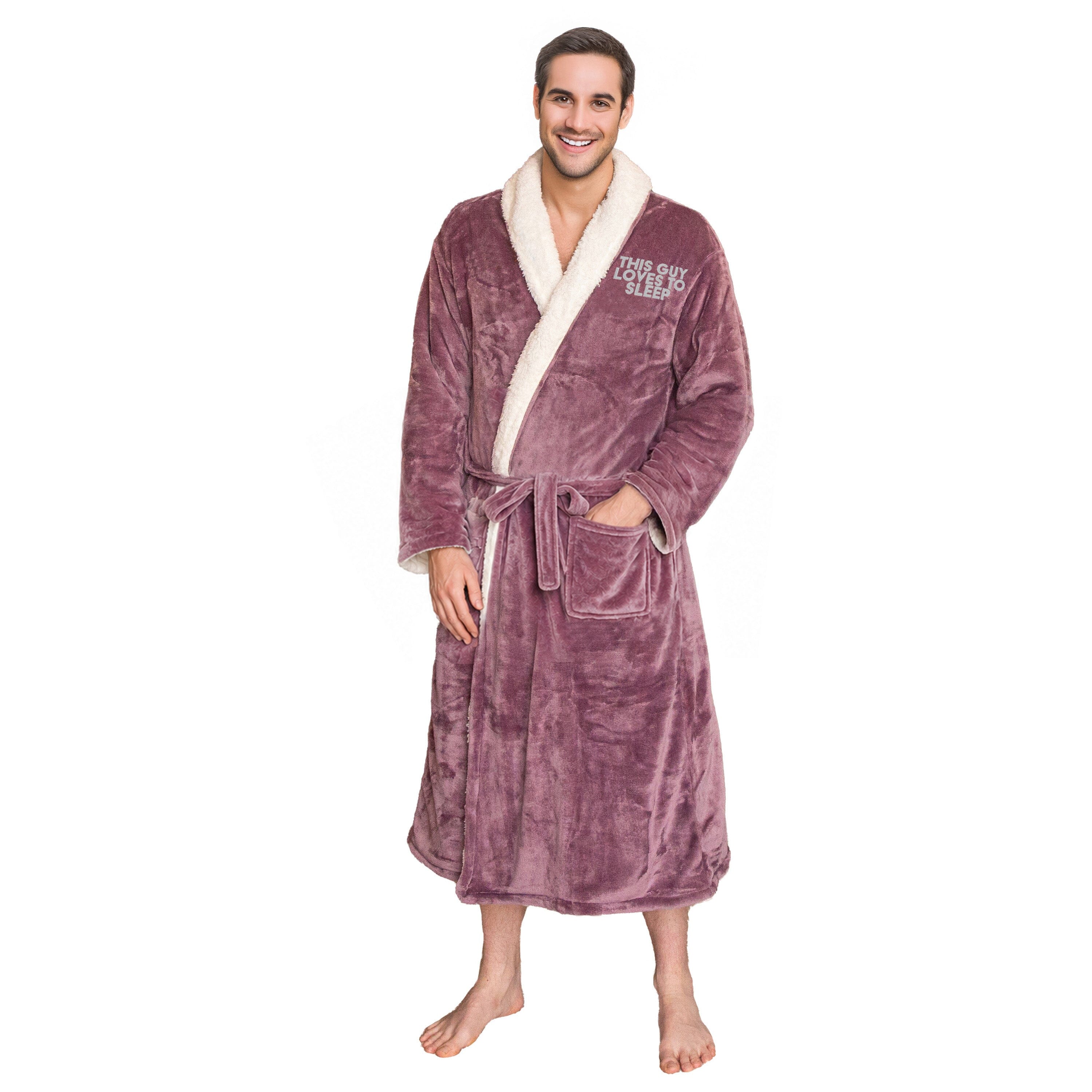 Personalised Sherpa Fleece Loves to Sleep Dressing Gown