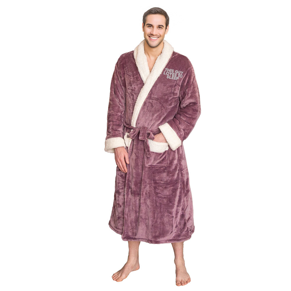 Personalised Sherpa Fleece Loves to Sleep Dressing Gown