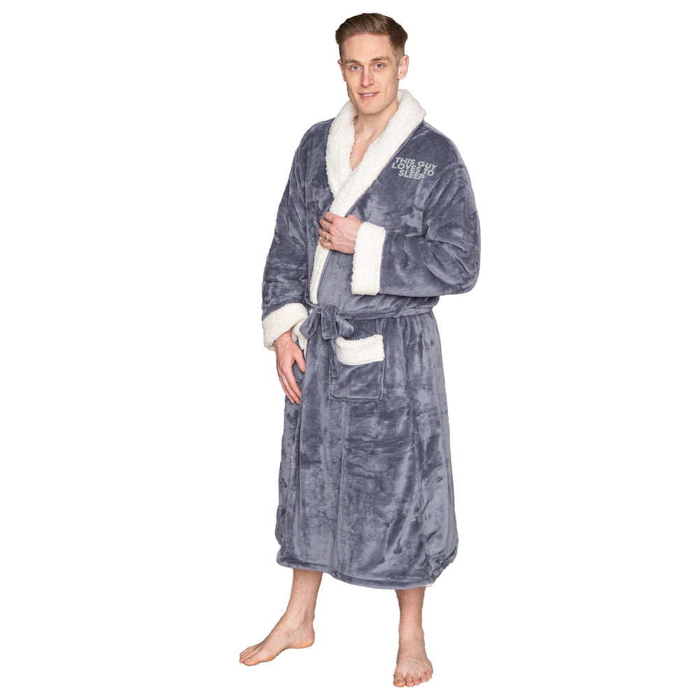 Personalised Sherpa Fleece Loves to Sleep Dressing Gown
