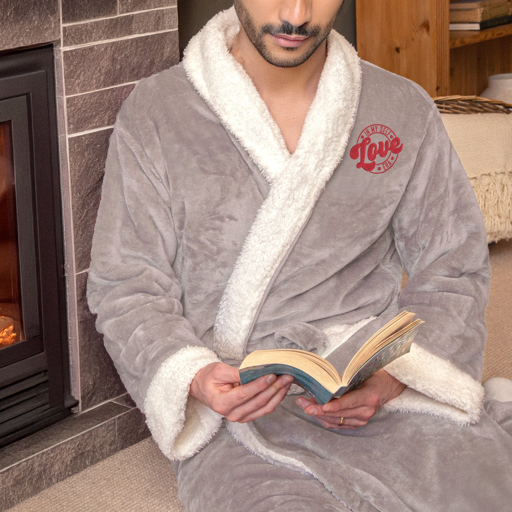 Personalised Sherpa Fleece Self Love Era Dressing Gown