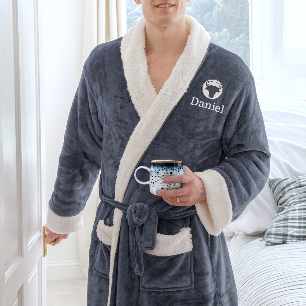 Personalised Sherpa Fleece Star Sign Dressing Gown