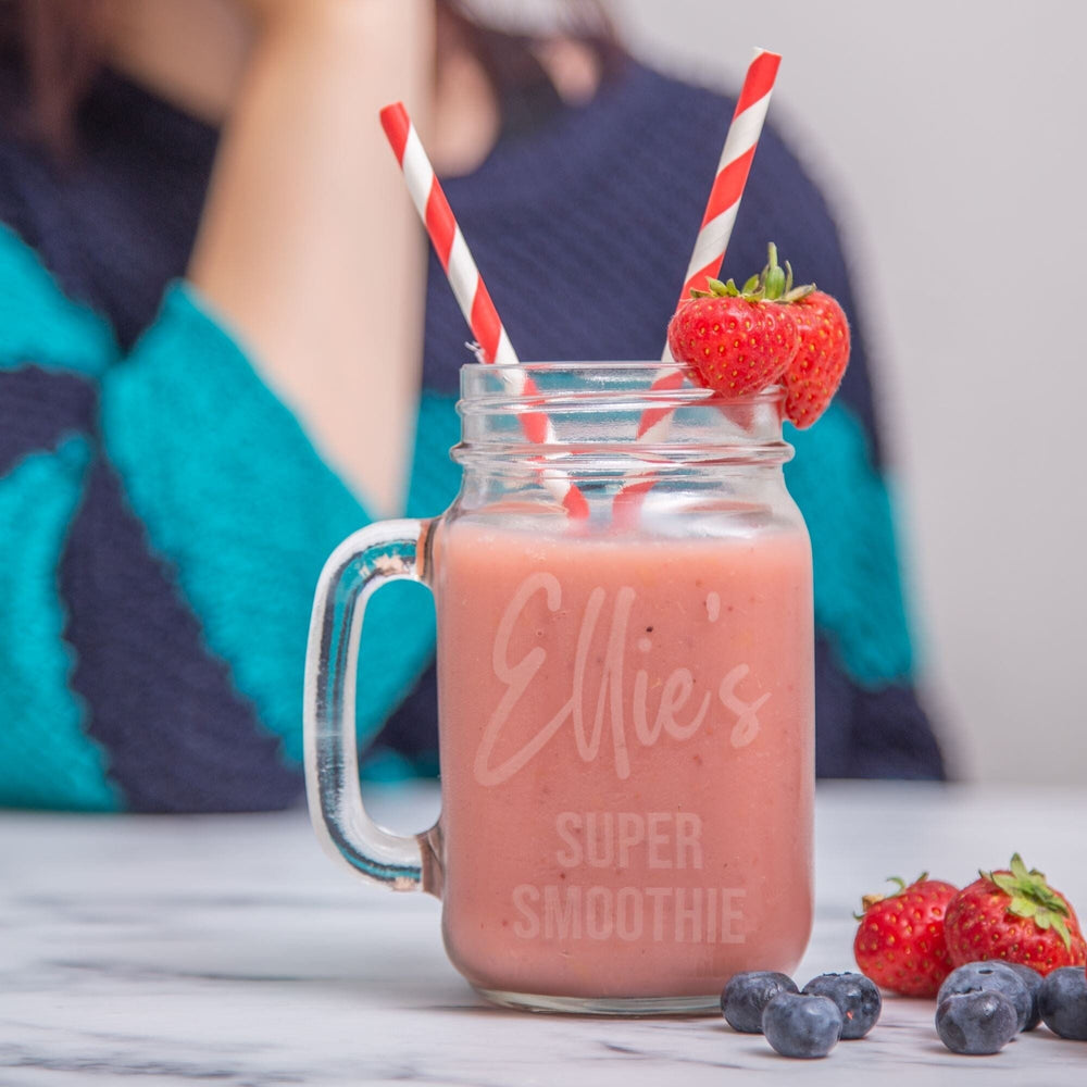 Personalised Smoothie Glass Mason Jar aztex