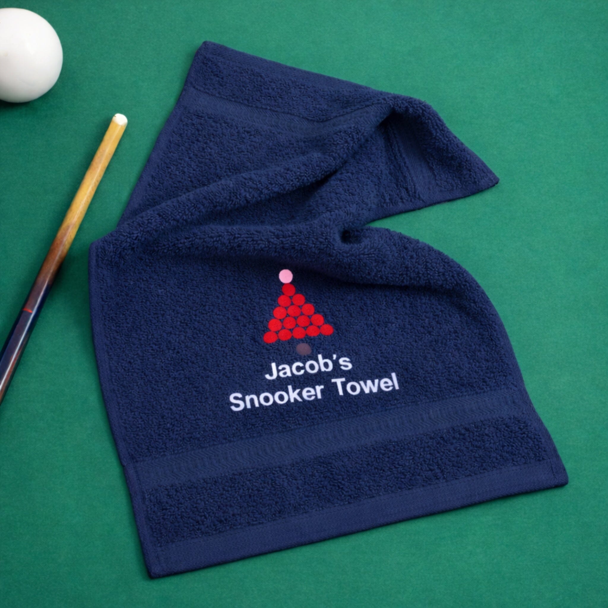 snooker logo on navy towel