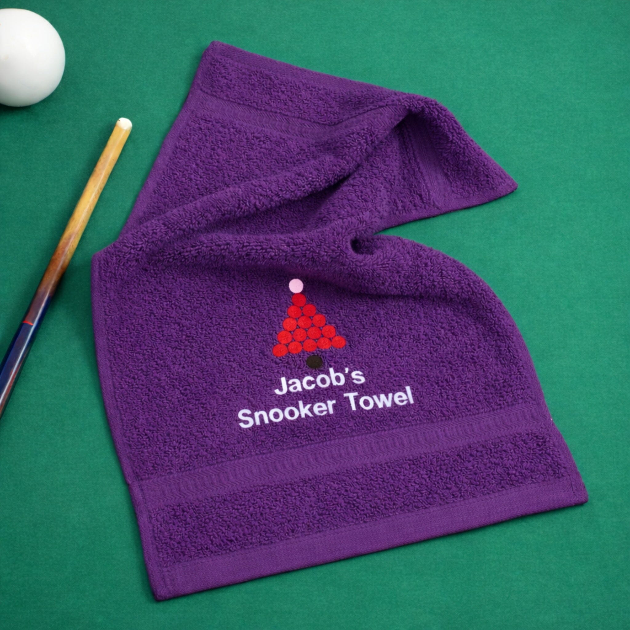 snooker logo on purple towel