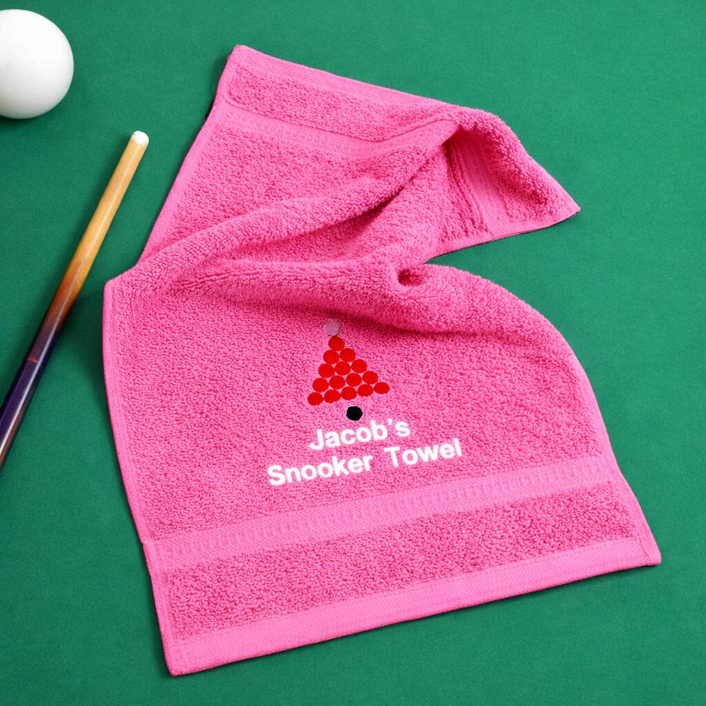 snooker logo on pink towel