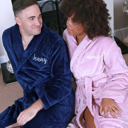 lifestyle shot of couple using the dressing gown