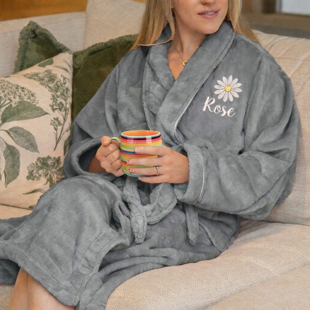 Personalised So Soft Shawl Collar Floral Dressing Gown