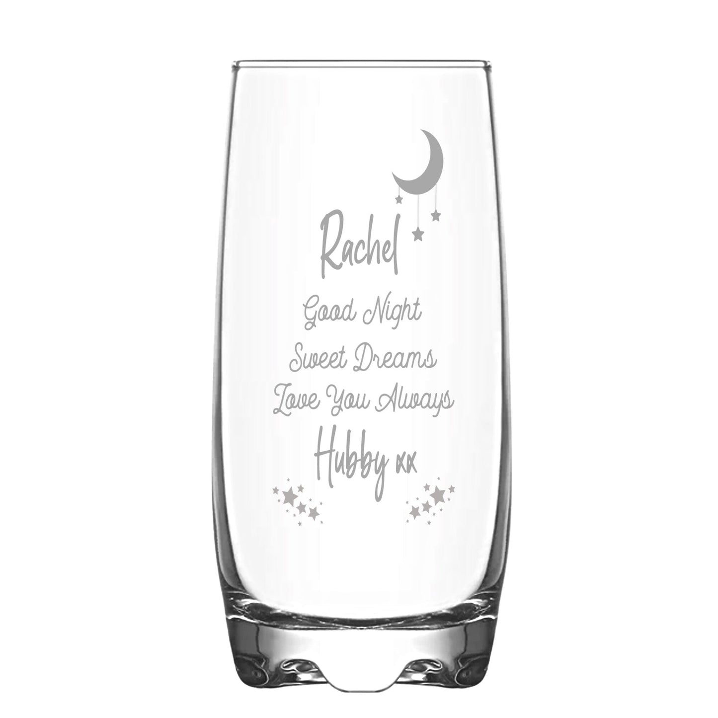 Personalised Special Message Hi Ball Glass Tumbler on White Backdrop