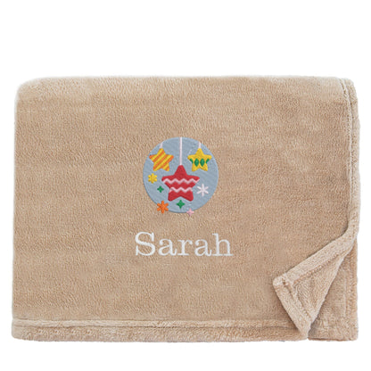 Personalised Star Baubles Christmas Snuggle Blanket