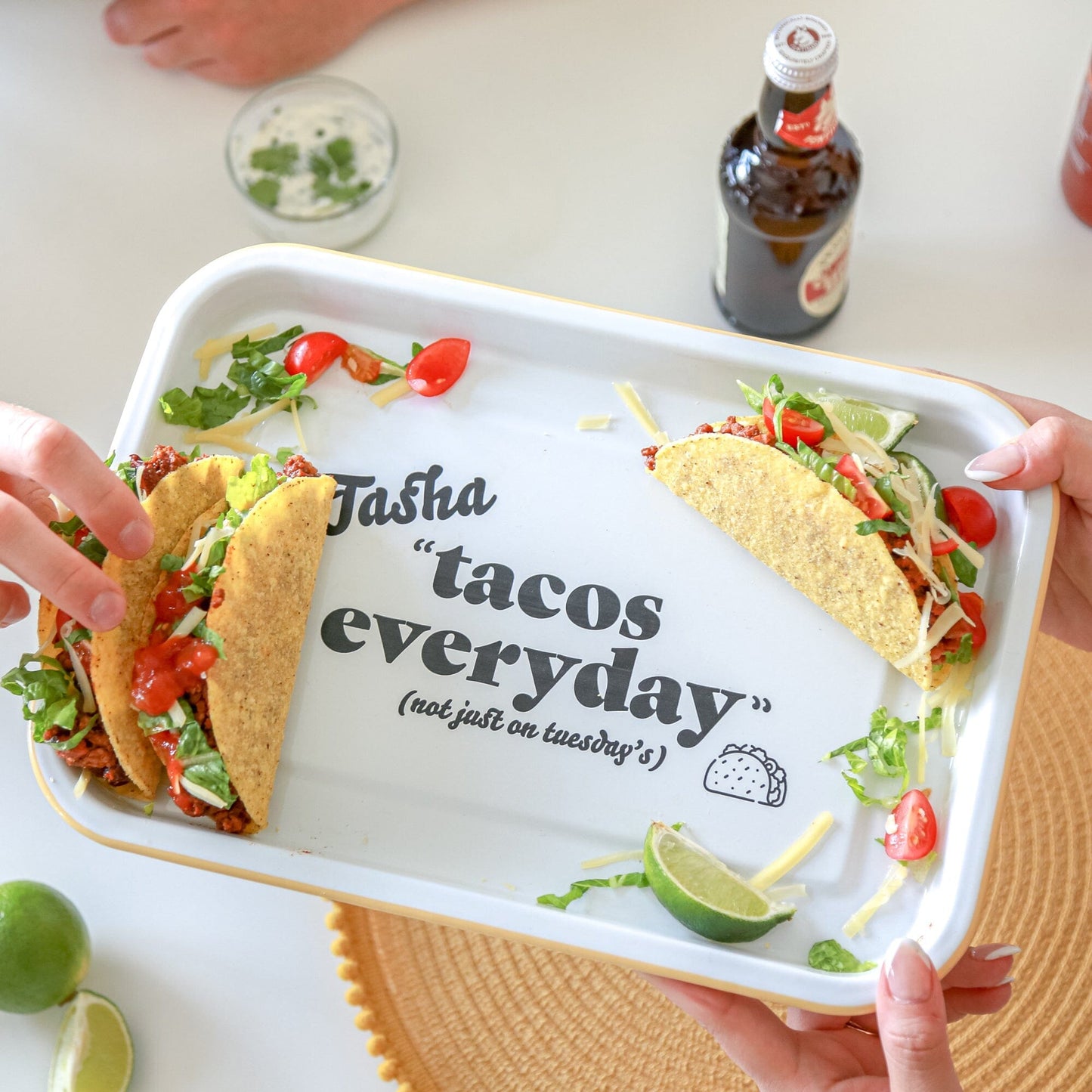 Personalised Tacos Enamel Serving Tray 