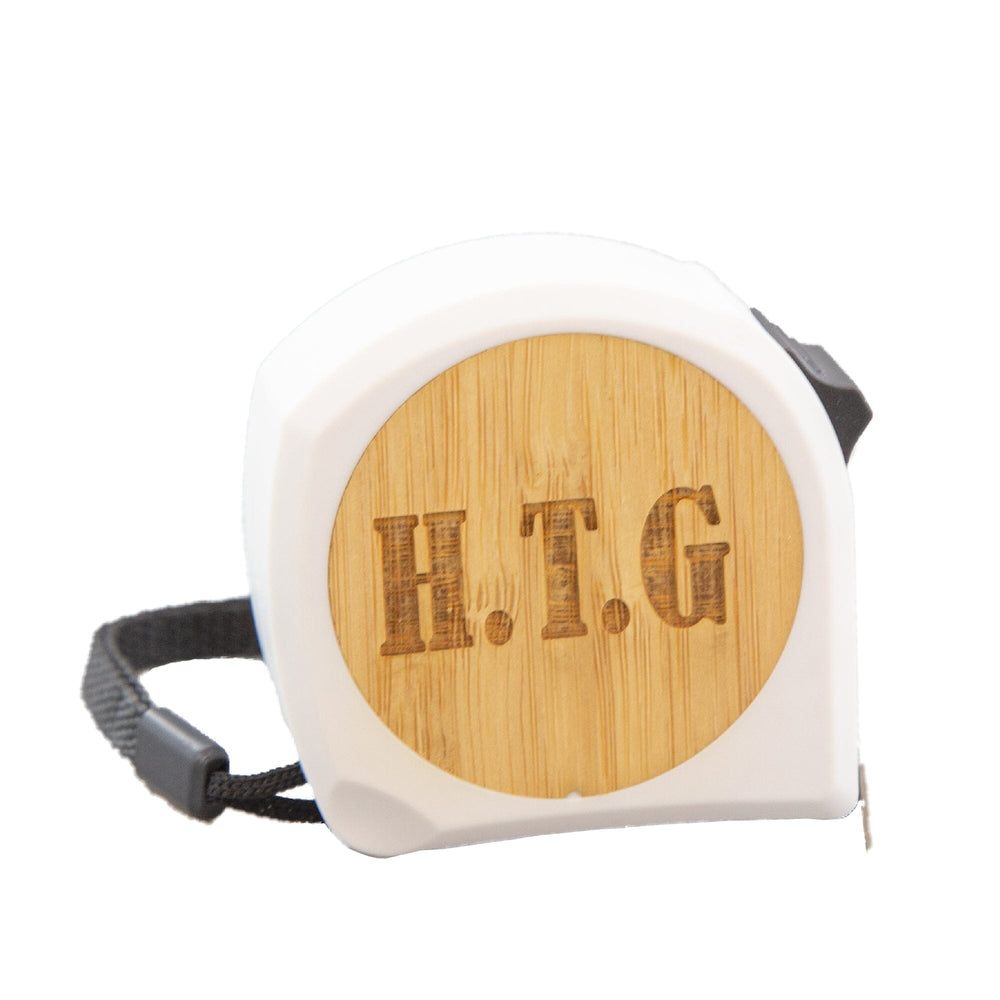 Personalised Tape Measure with initials on White Backdrop
