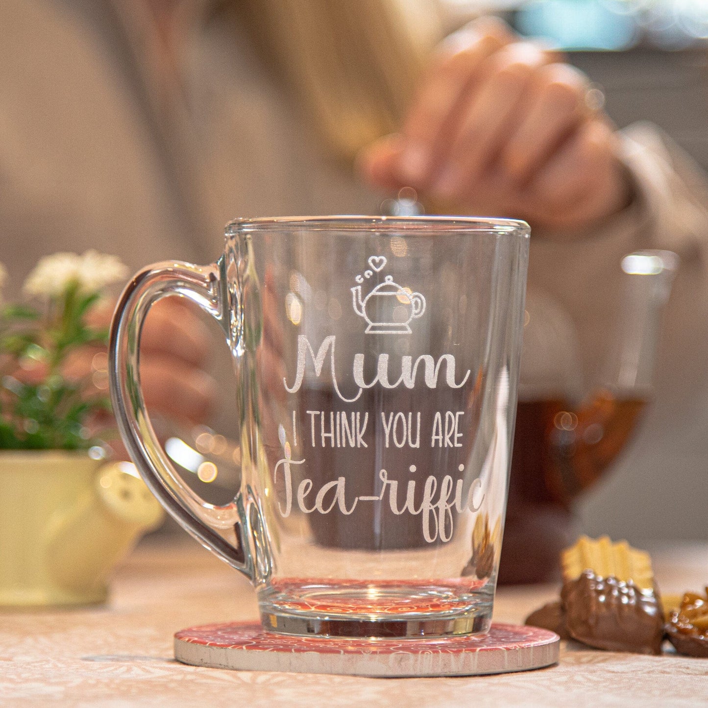 Personalised Tea Riffic Glass Tea Mug