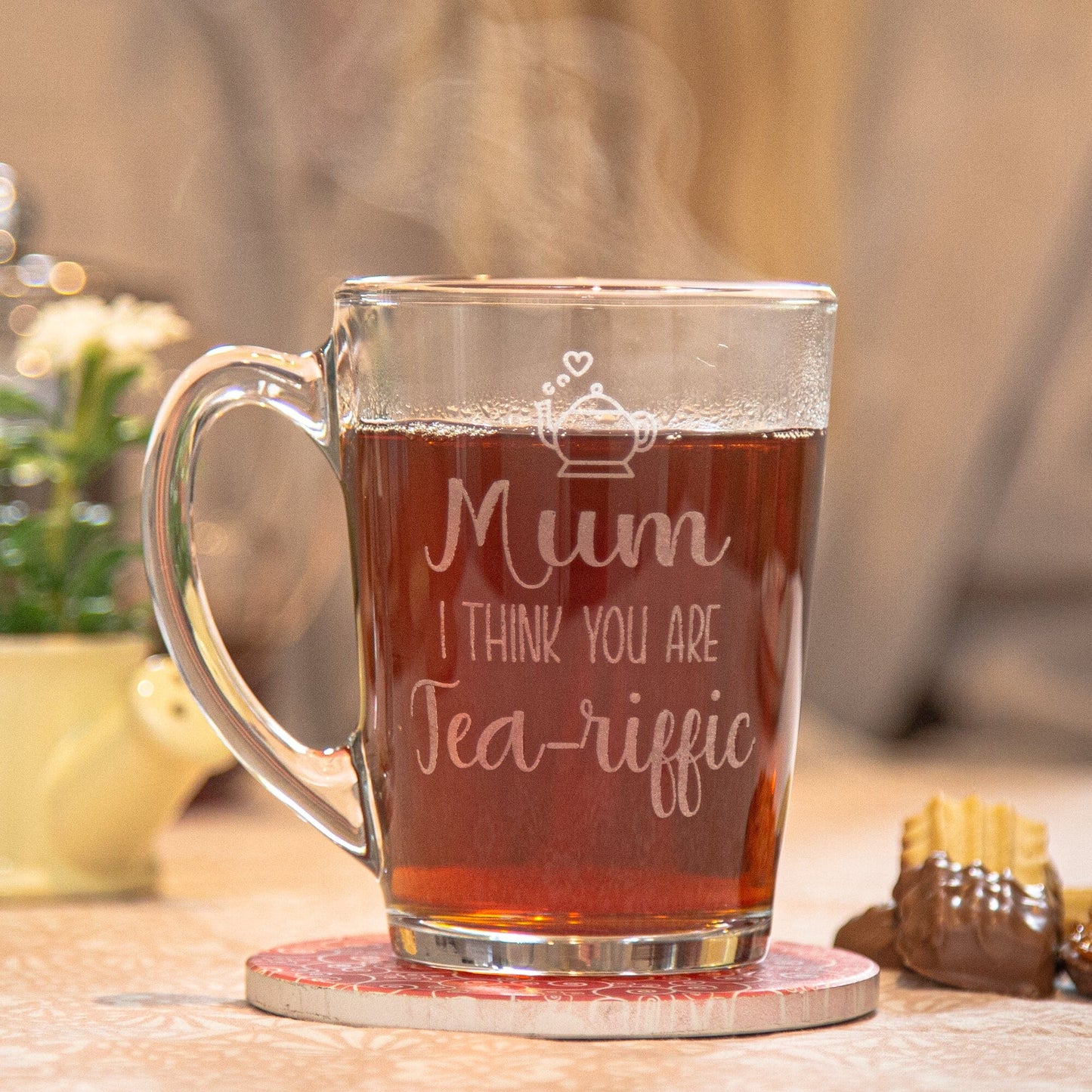 Personalised Tea Riffic Glass Tea Mug