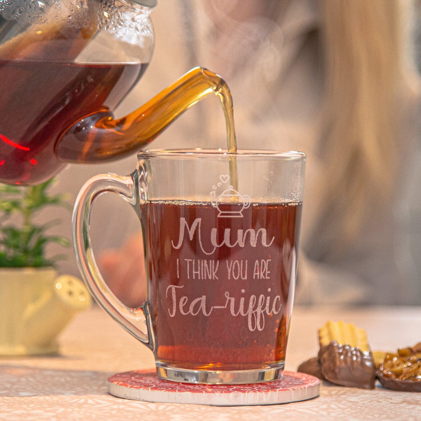 Personalised Tea Riffic Glass Tea Mug