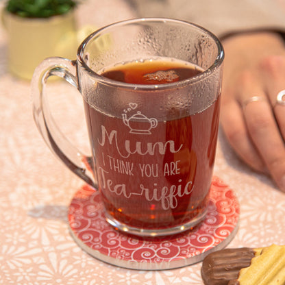 Personalised Tea Riffic Glass Tea Mug