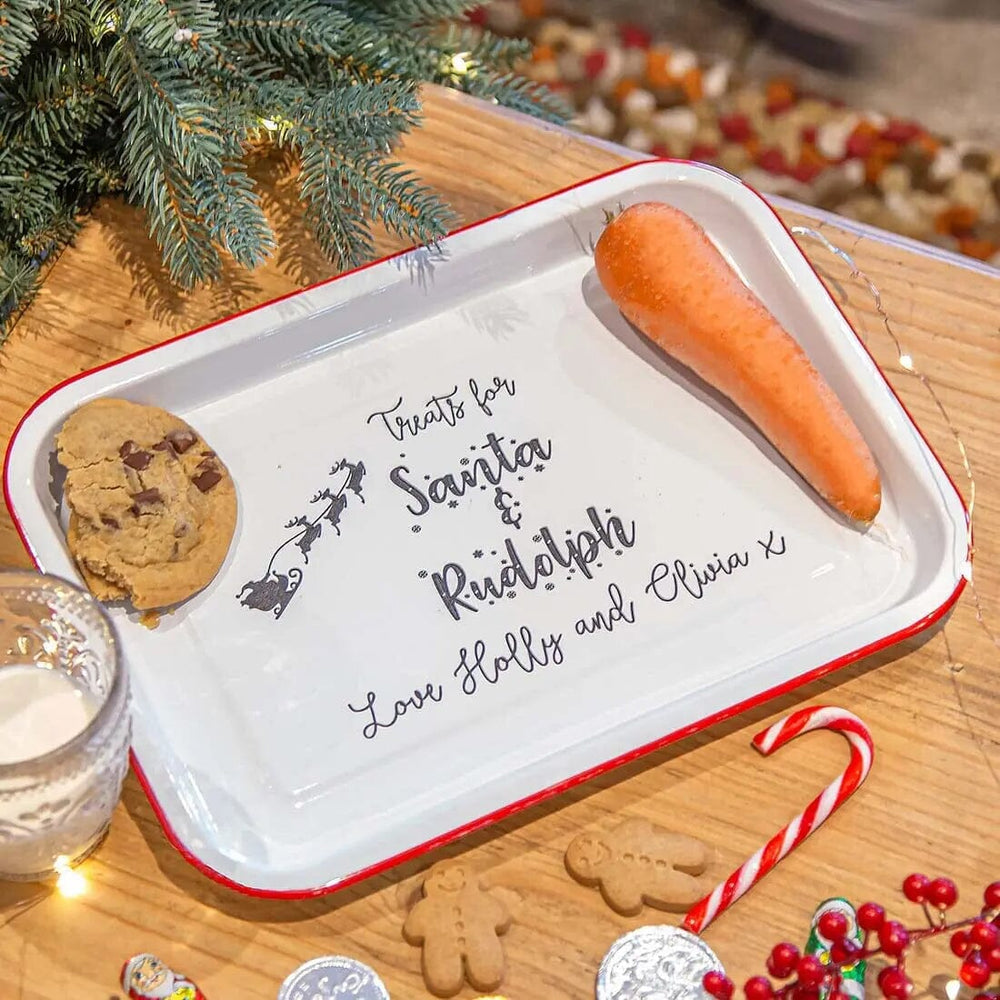 Personalised Treats For Santa Enamel Tray   