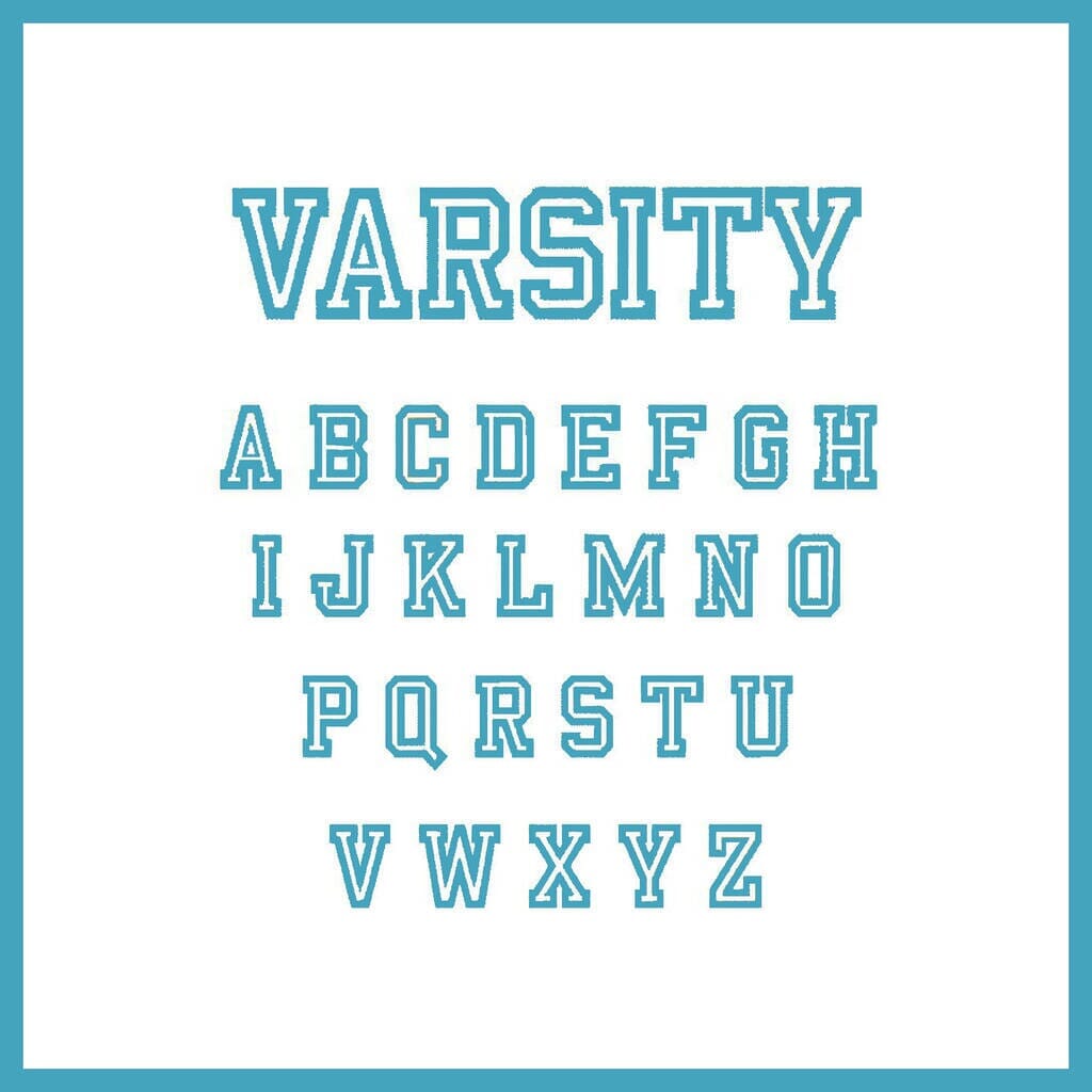 varsity font inforgraphic