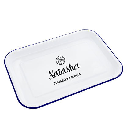 Personalised Vegan Enamel Serving Tray - White backdrop