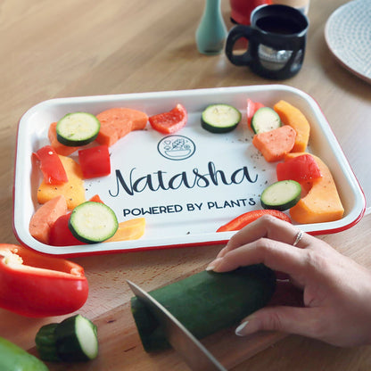 Personalised Vegan Enamel Serving Tray