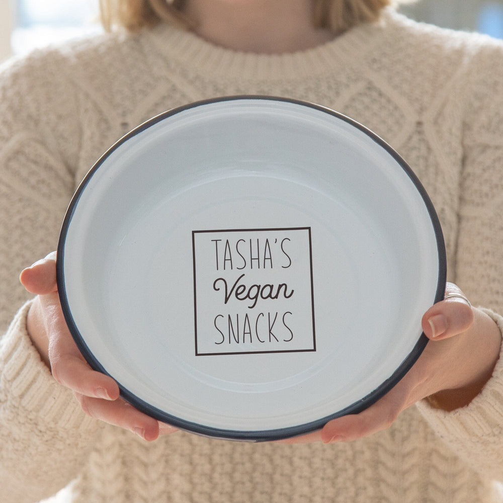 Lady Holding Personalised Vegan Snack Bowl
