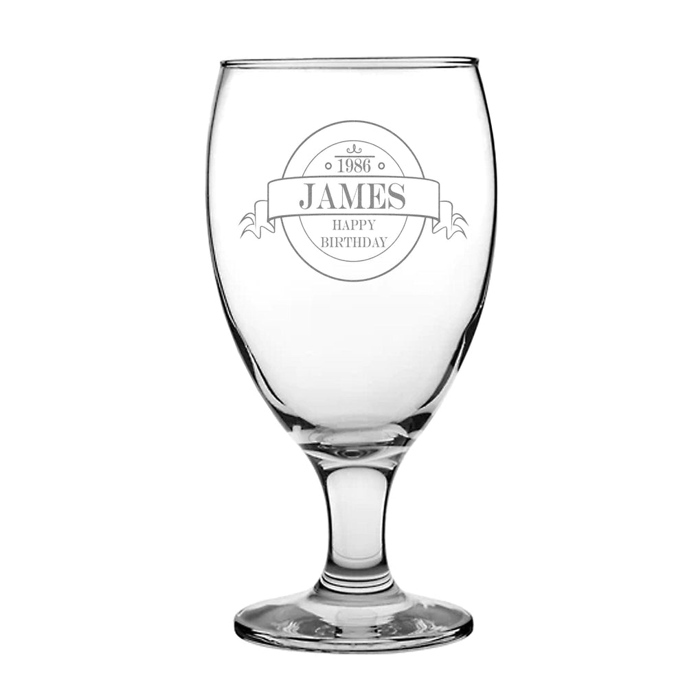 Personalised Vintage Design Stemmed Beer Glass