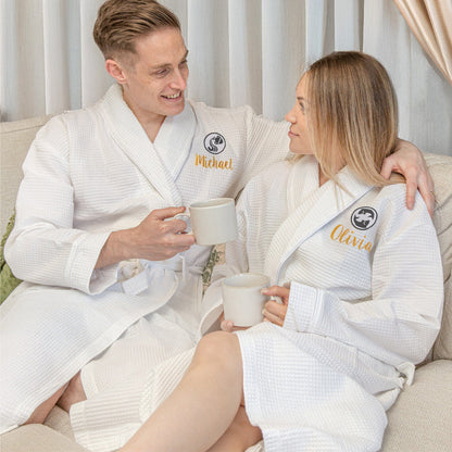 Personalised Waffle Dressing Gown with Star Sign