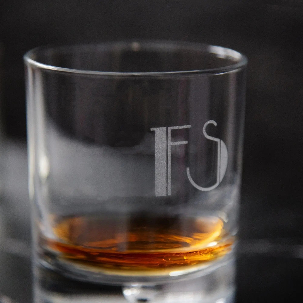 engraved whiskey glass