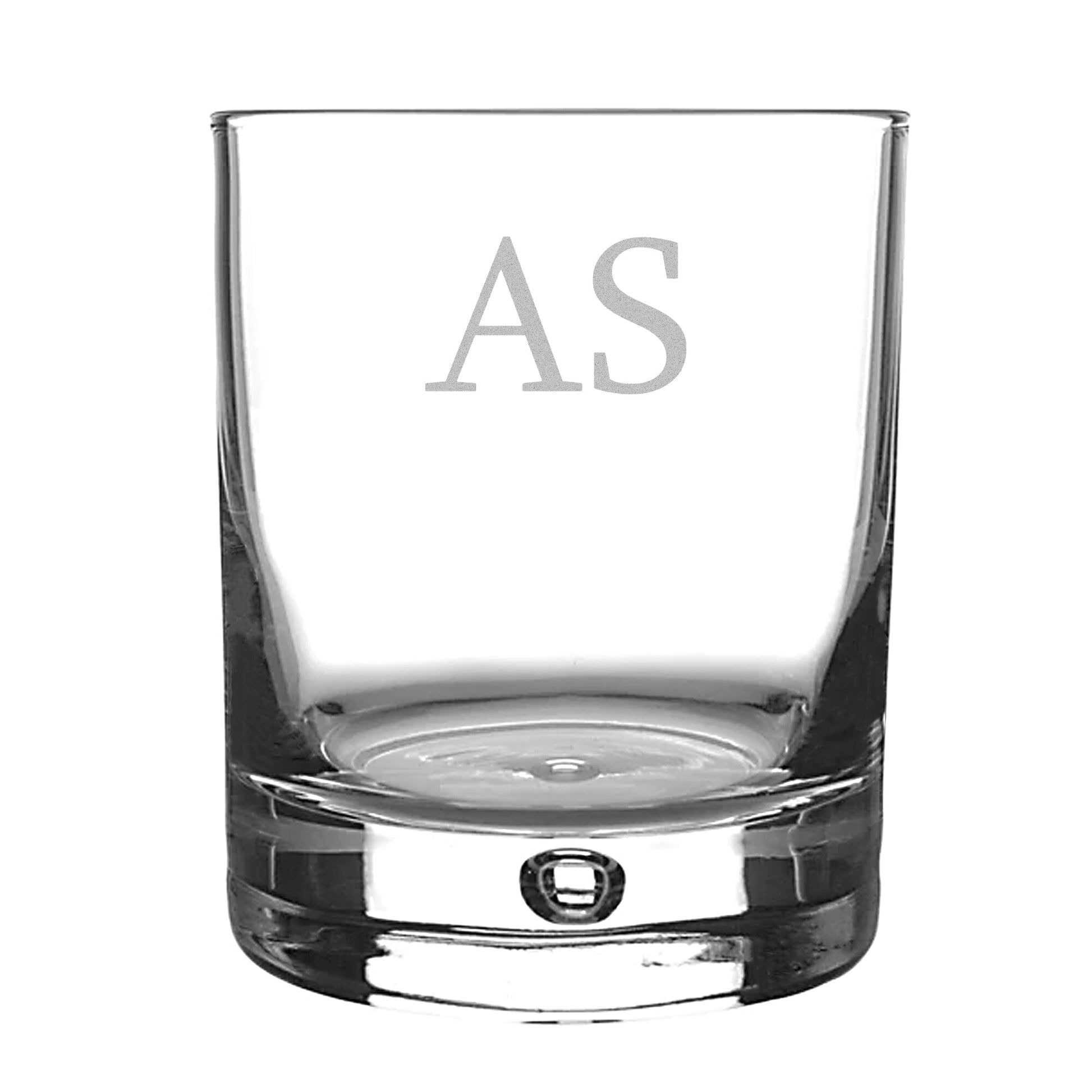 Engraved whiskey glass white backdrop