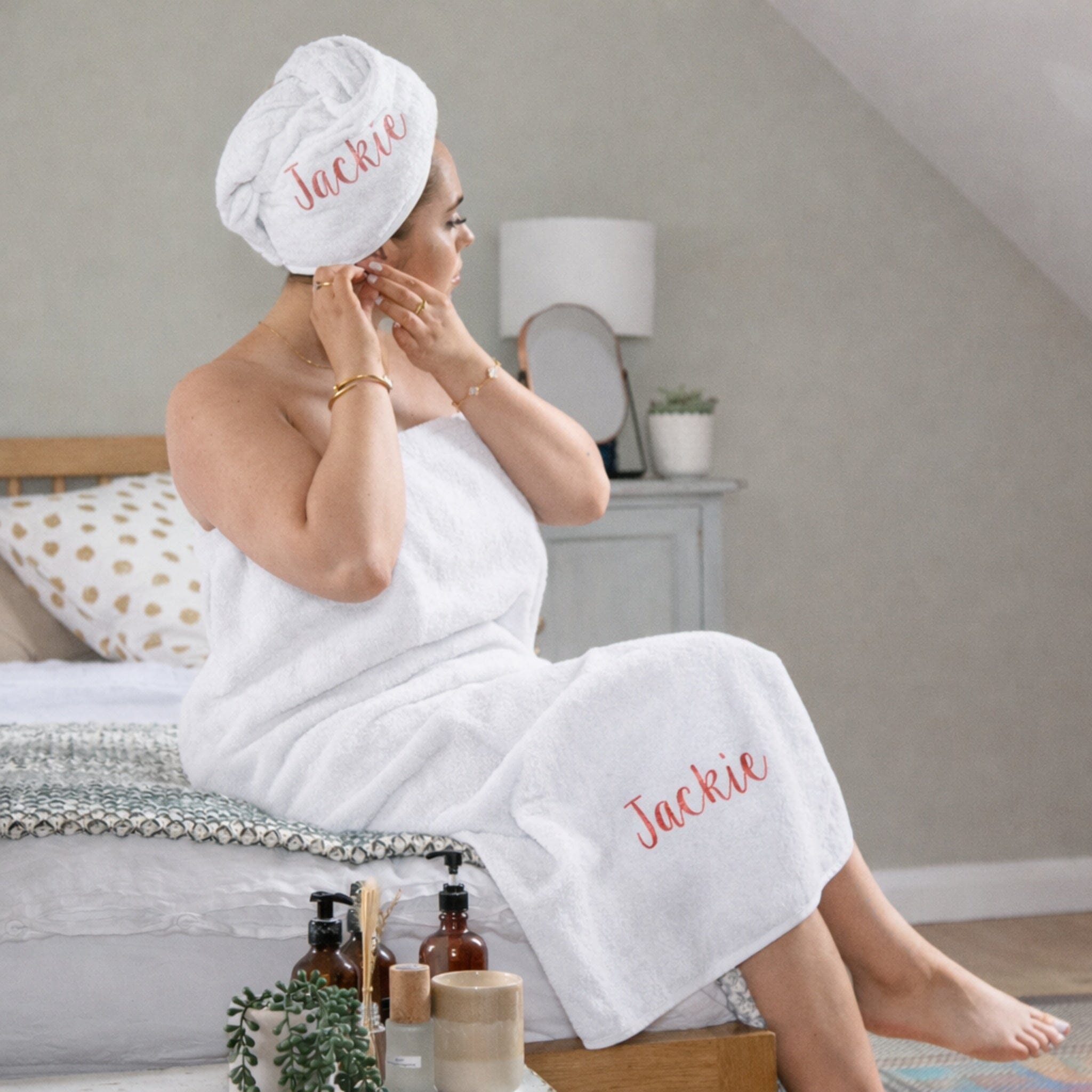 name on white sarong