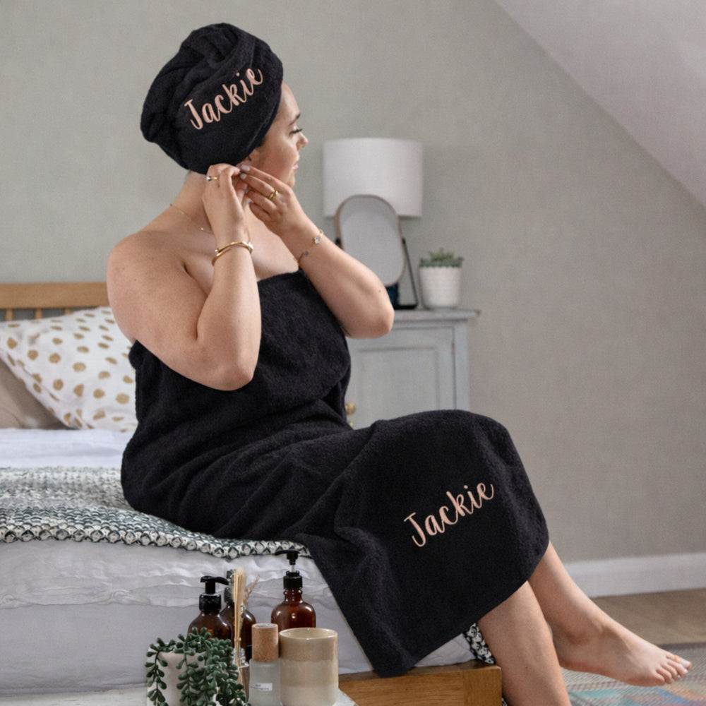 name on black sarong
