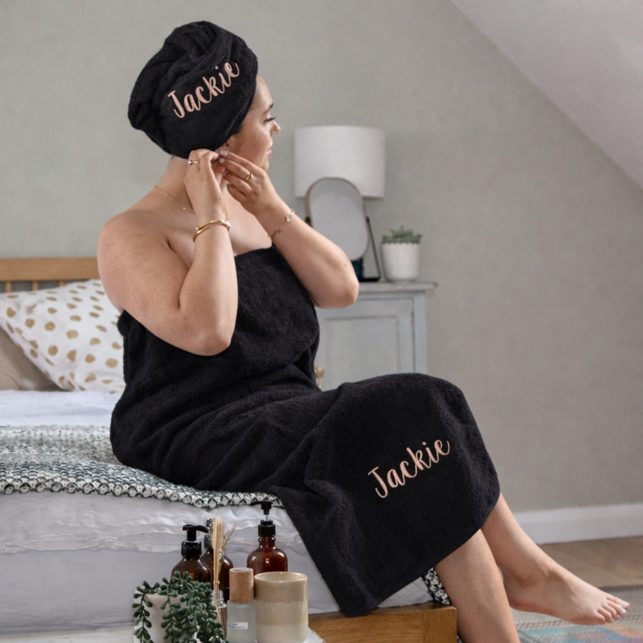 name on black sarong