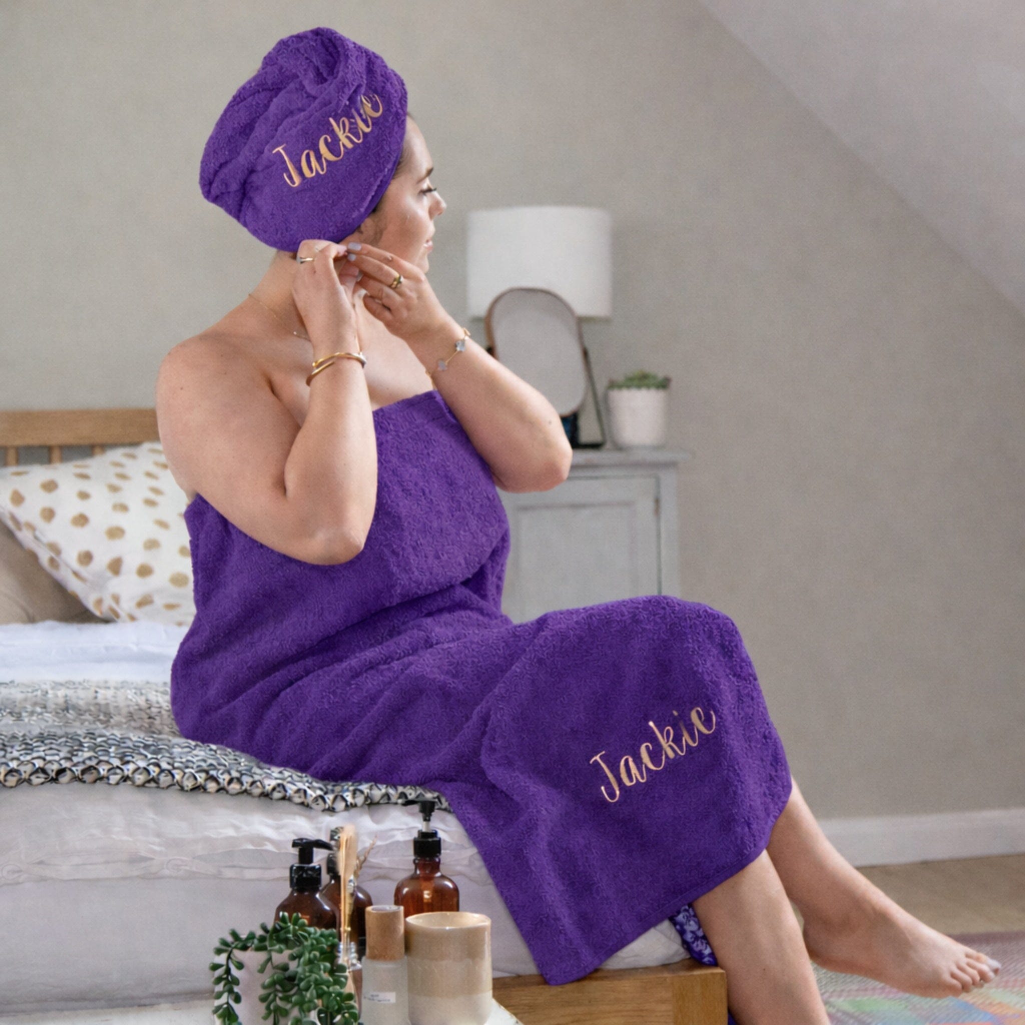 name on purple sarong