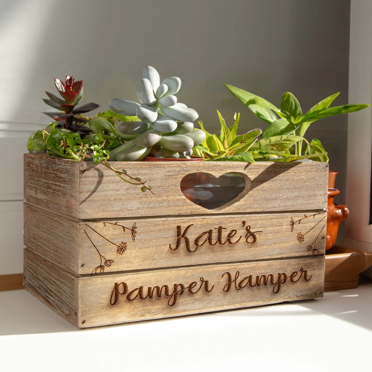 Personalised Wooden Floral Planter