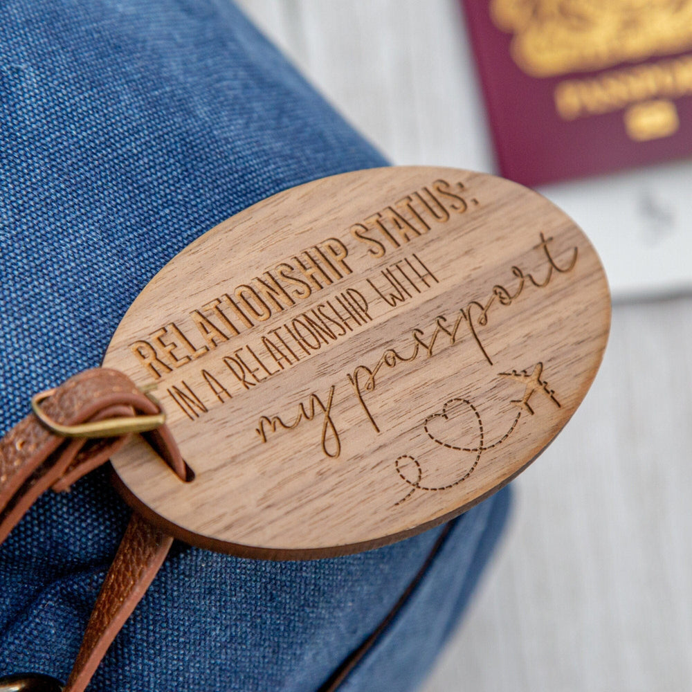 relationship status engraved luggage tag