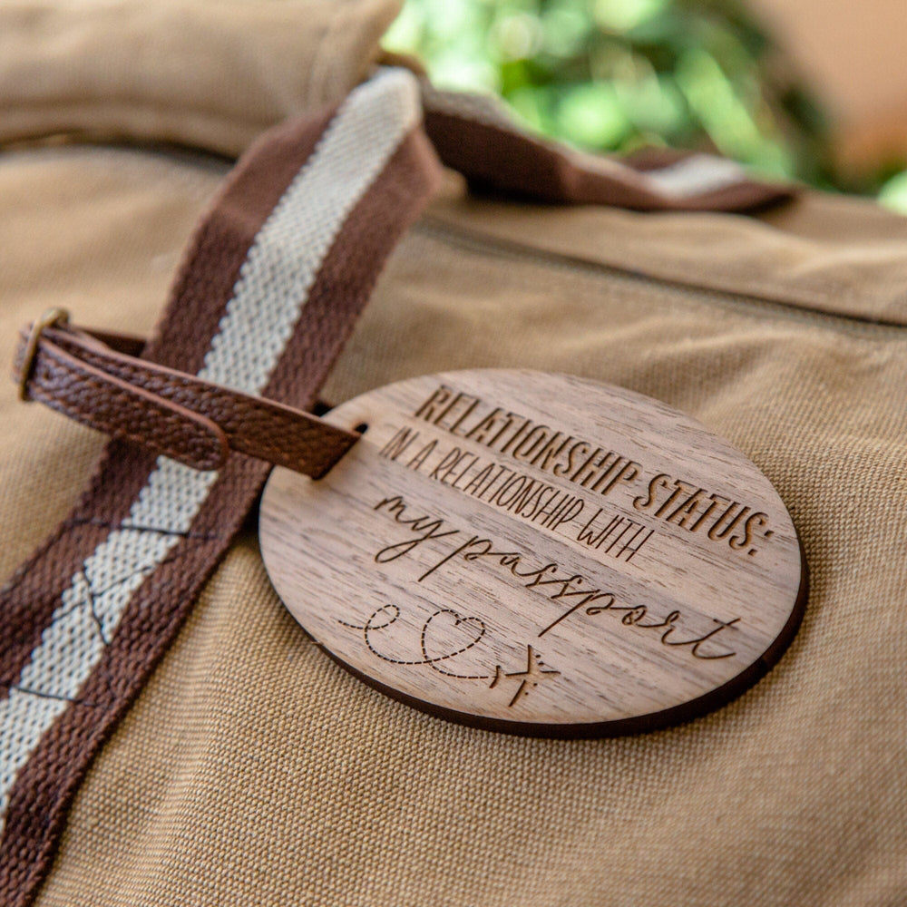 relationship status engraved luggage tag