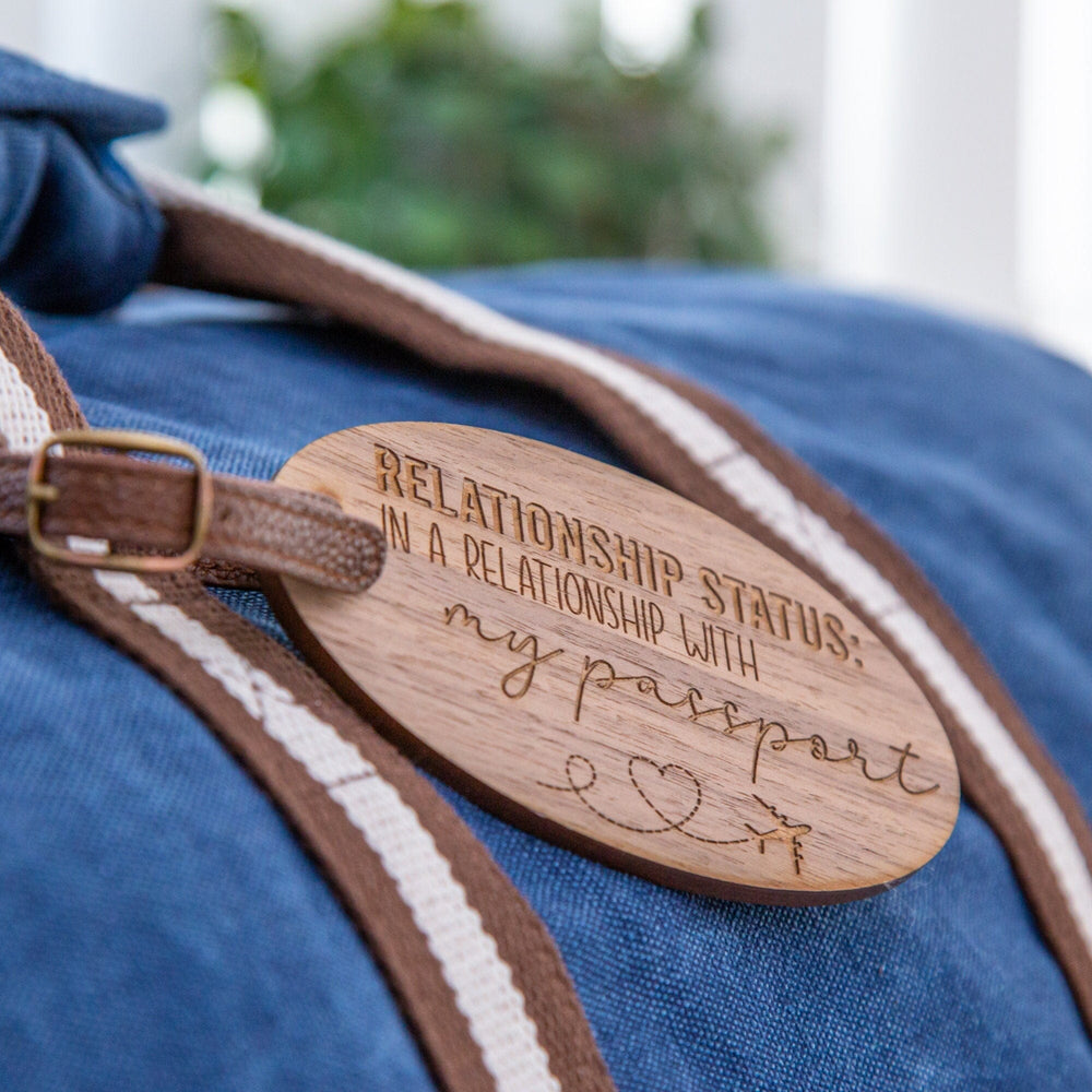 relationship status engraved luggage tag