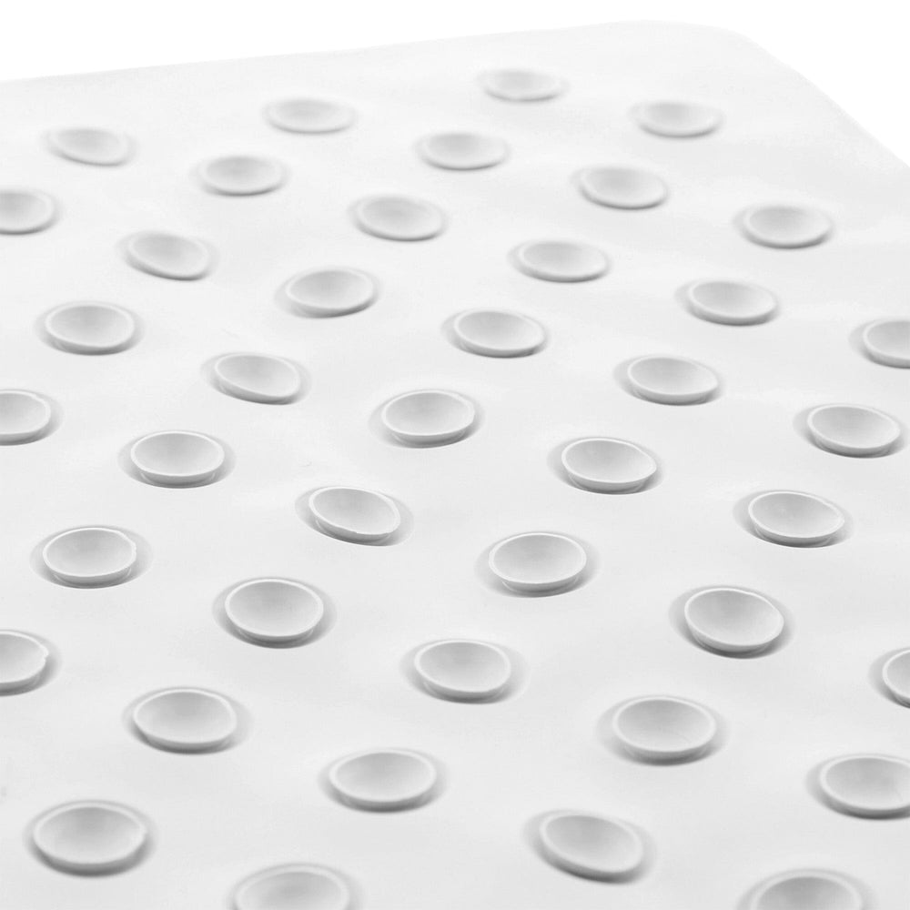White Rubber Bubble Shower Mat suction cups on White Backdrop
