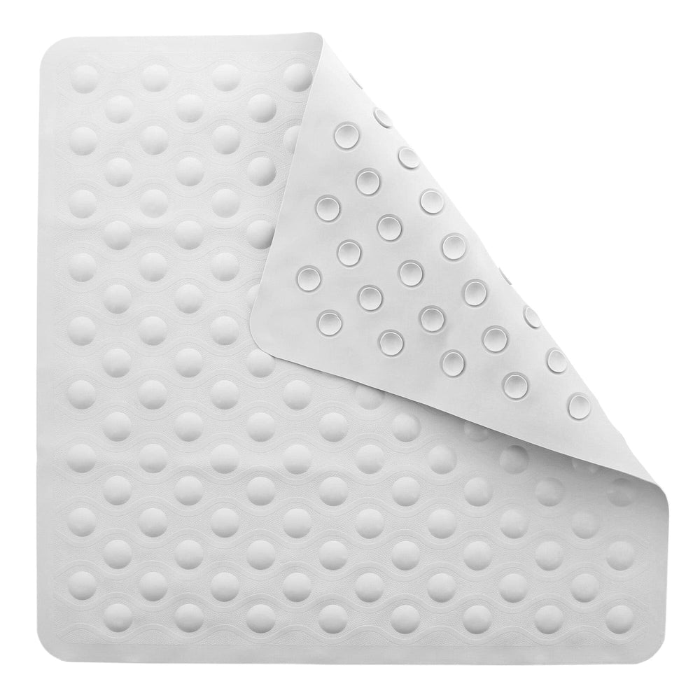 White Folded Corner Rubber Bubble Shower Mat on White Backdrop