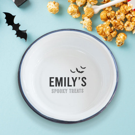 Personalised Enamel halloween bowl for kids 