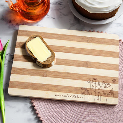 Spring Floral Bamboo Serving Board