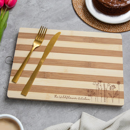 Spring Floral Bamboo Serving Board