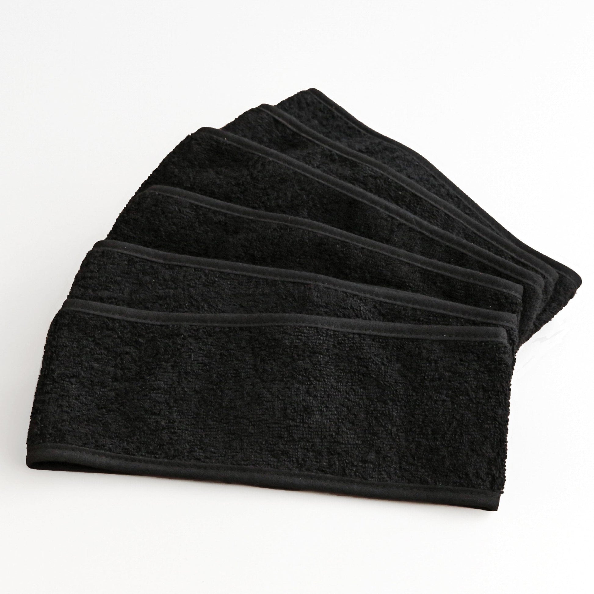 black pack of 6 towelling headband