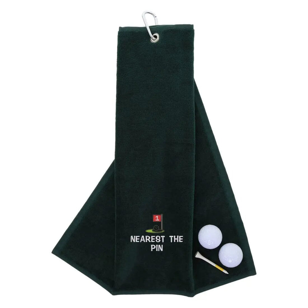 Tri-Fold Golf Towel Embroidered For Longest Drive Competition Forest  