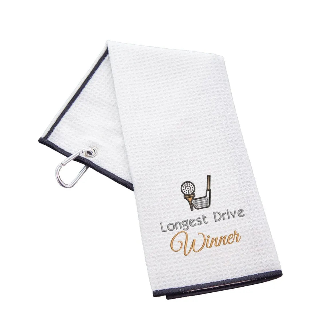 Tri-Fold Golf Towel Embroidered For Longest Drive Competition - Duncan Stewart 1978 Waffle-White Duncan Stewart 1978