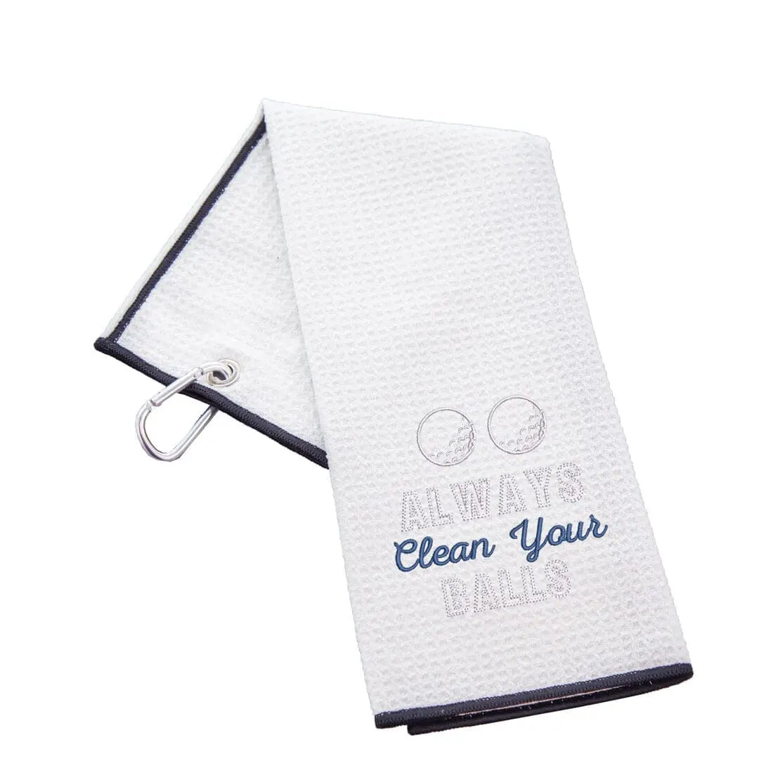 Tri-Fold Golf Towel Embroidered With Cheeky Clean Your Balls Logo - Duncan Stewart 1978 Waffle-White Duncan Stewart 1978