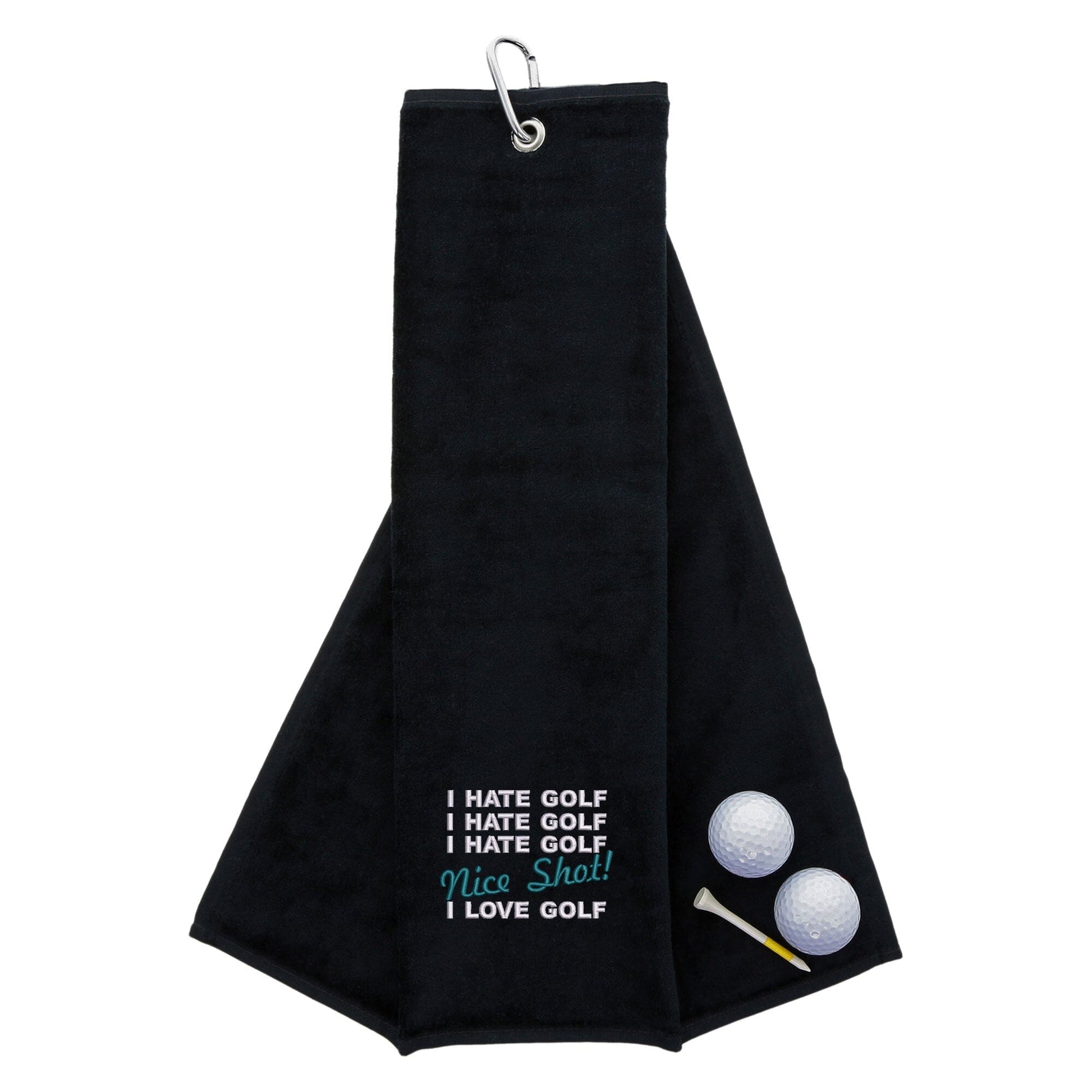 Tri-Fold Golf Towel Embroidered With Nice Shot Logo