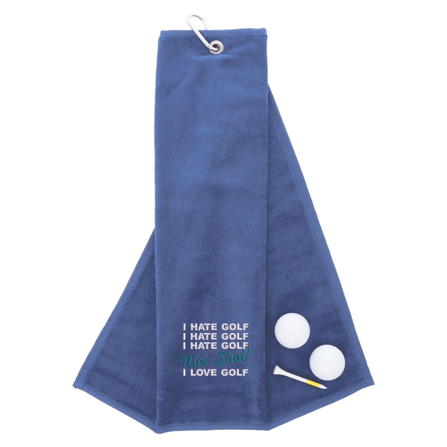 Tri-Fold Golf Towel Embroidered With Nice Shot Logo