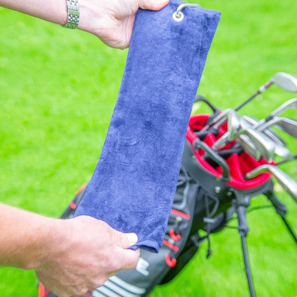 navy tri-fold golf towel