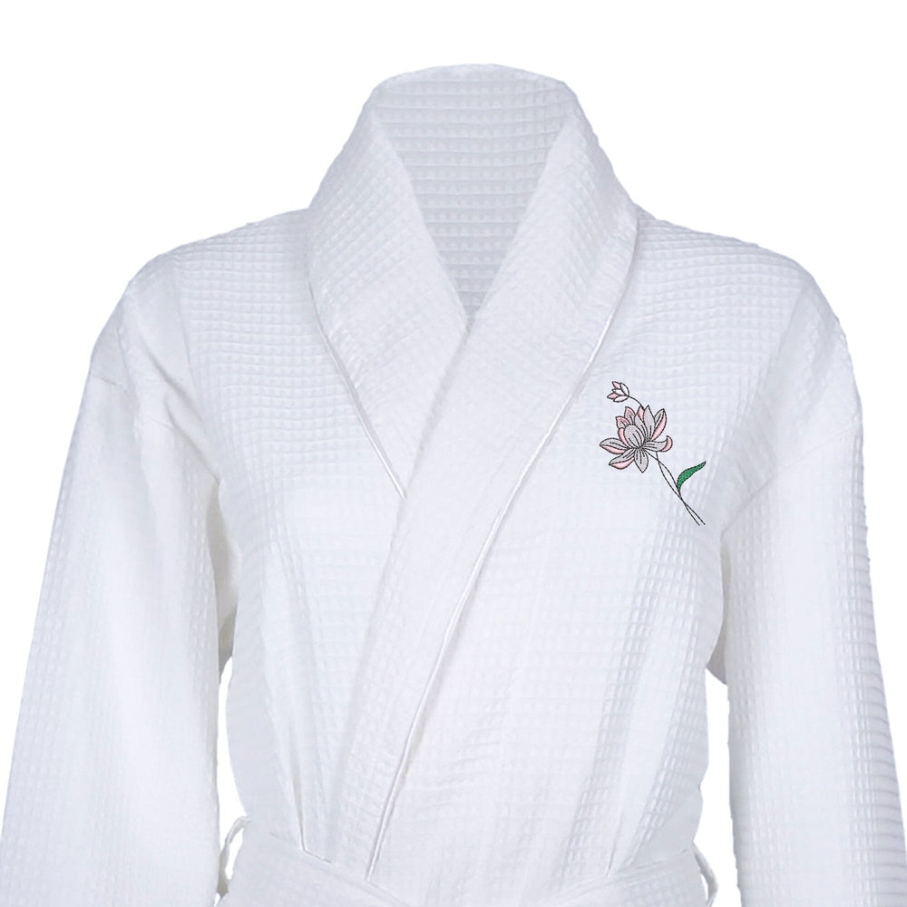 Waffle Dressing Gown with Birth Flower